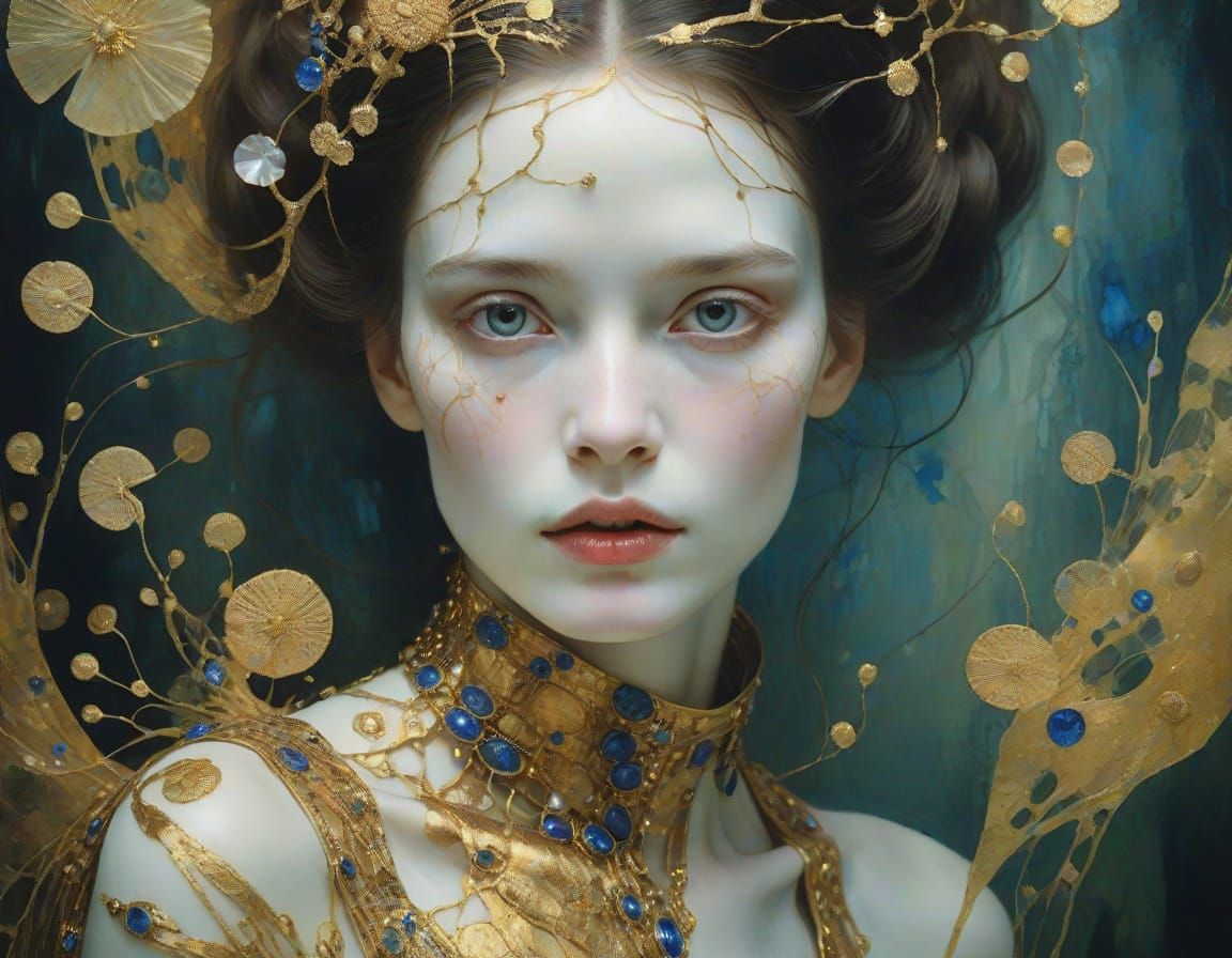 Golden Age Noblewoman in Ornate Gilded Frame