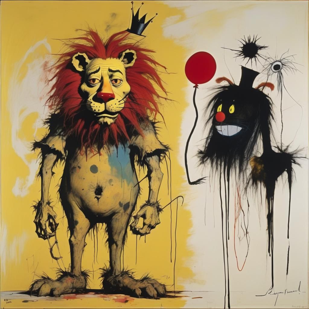 Cowardly Lion in Abstract Surrealist Style
