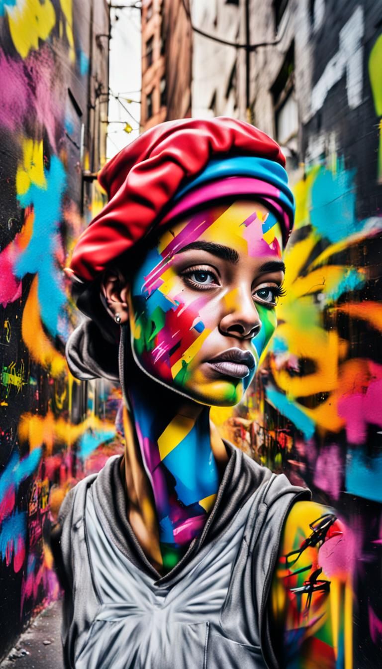 Modern Belle as Graffiti Street Artist