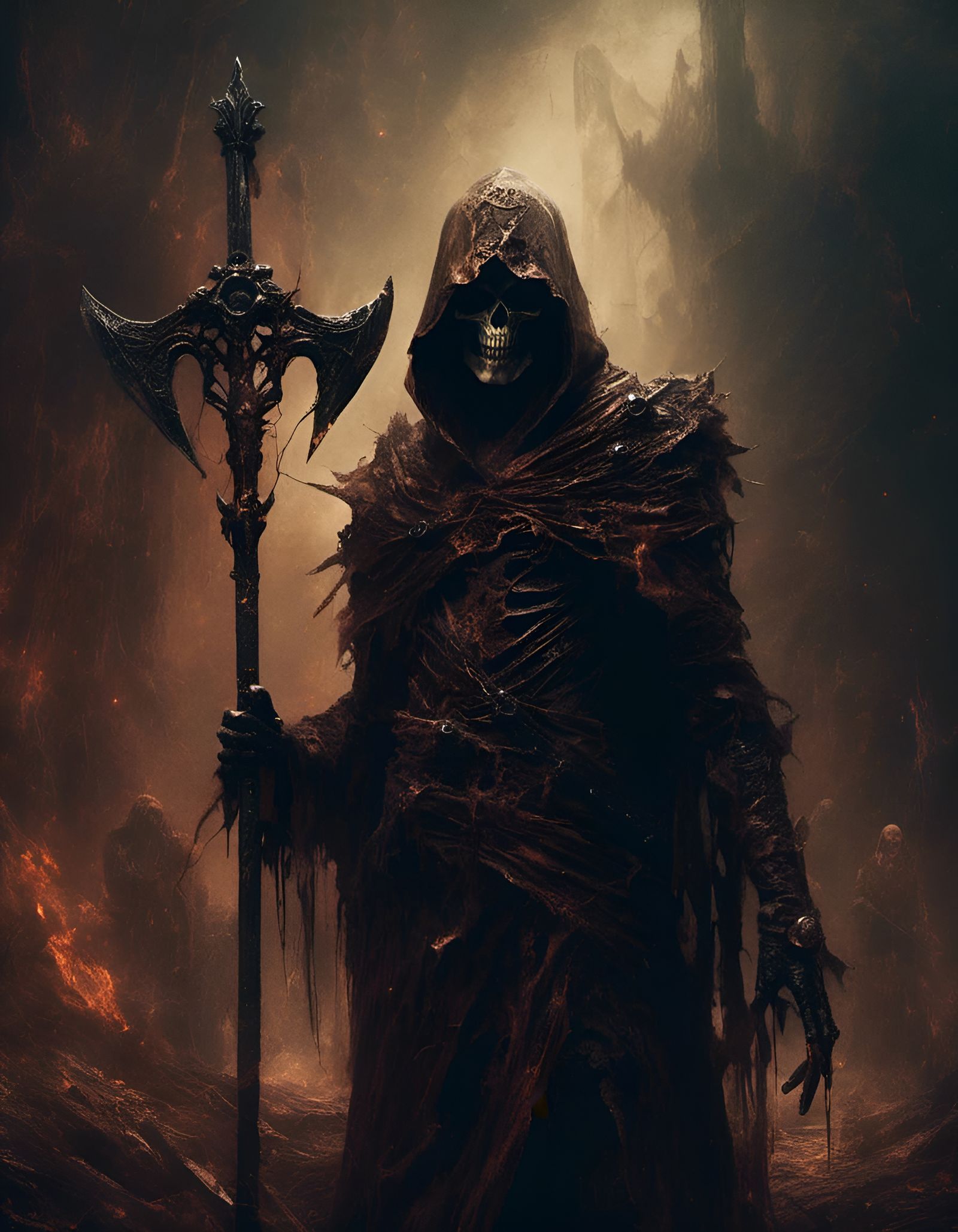 Undead Pharaoh with Scythe in Macabre Style