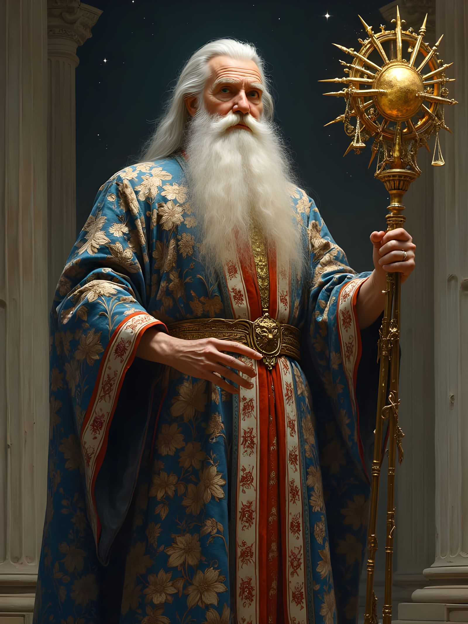 Mystical Statesman with Celestial Aura