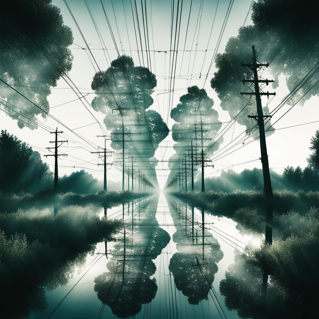 Double Exposure of Telegraph Lines and Music