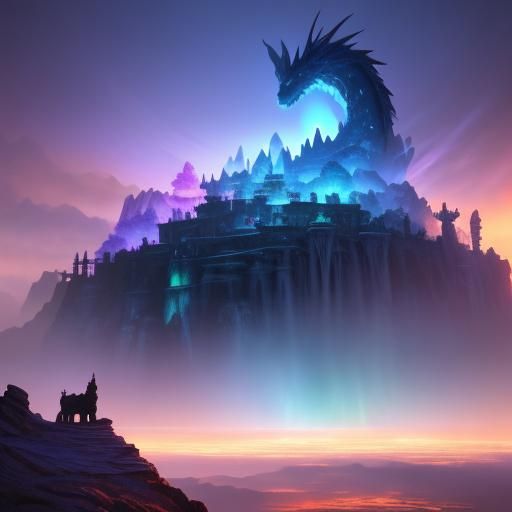 Majestic Dragon Soaring Through Fantasy Realm