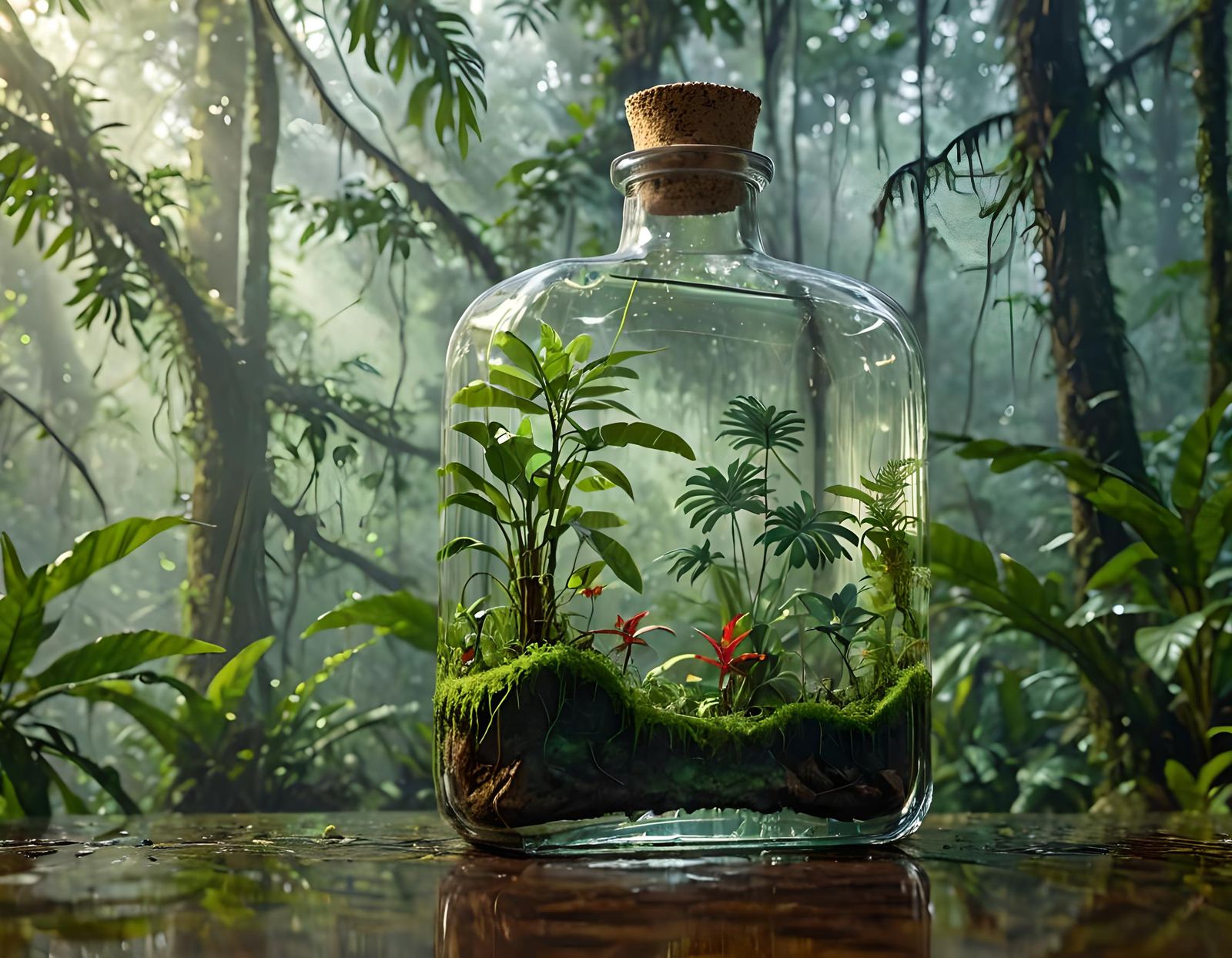 Ship in a Bottle: Hyperrealistic 3D Anime Art