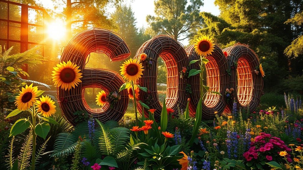 Lush Garden Celebration in Vibrant, Photo-Realistic Style