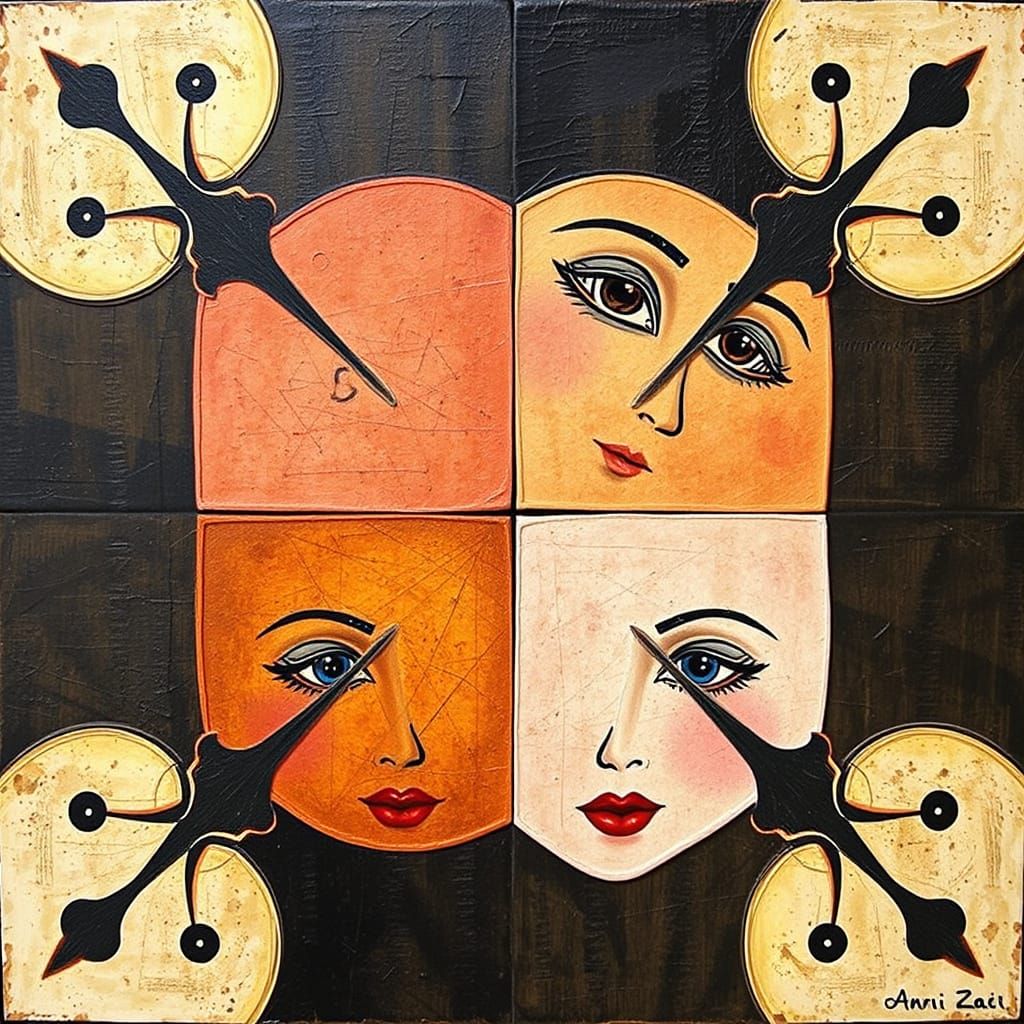 Beauty in a Grid, Inspired by Daeni's Mixed Media Masterpiec...