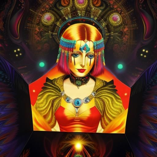 Greta Garbo Portrait in Psychedelic Oil