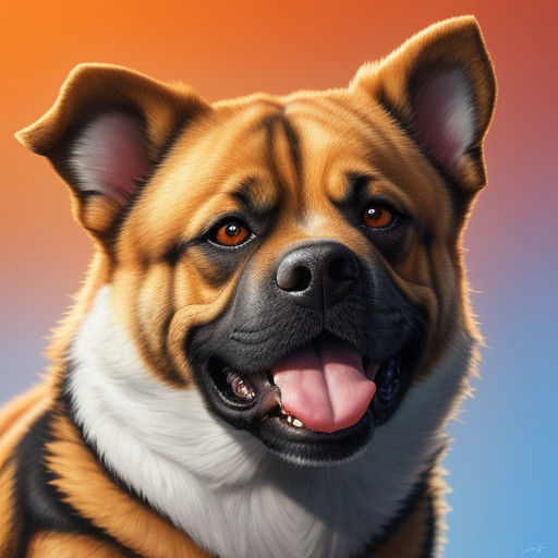 Hyperrealistic Dog Portrait in Vibrant, Gradient Background