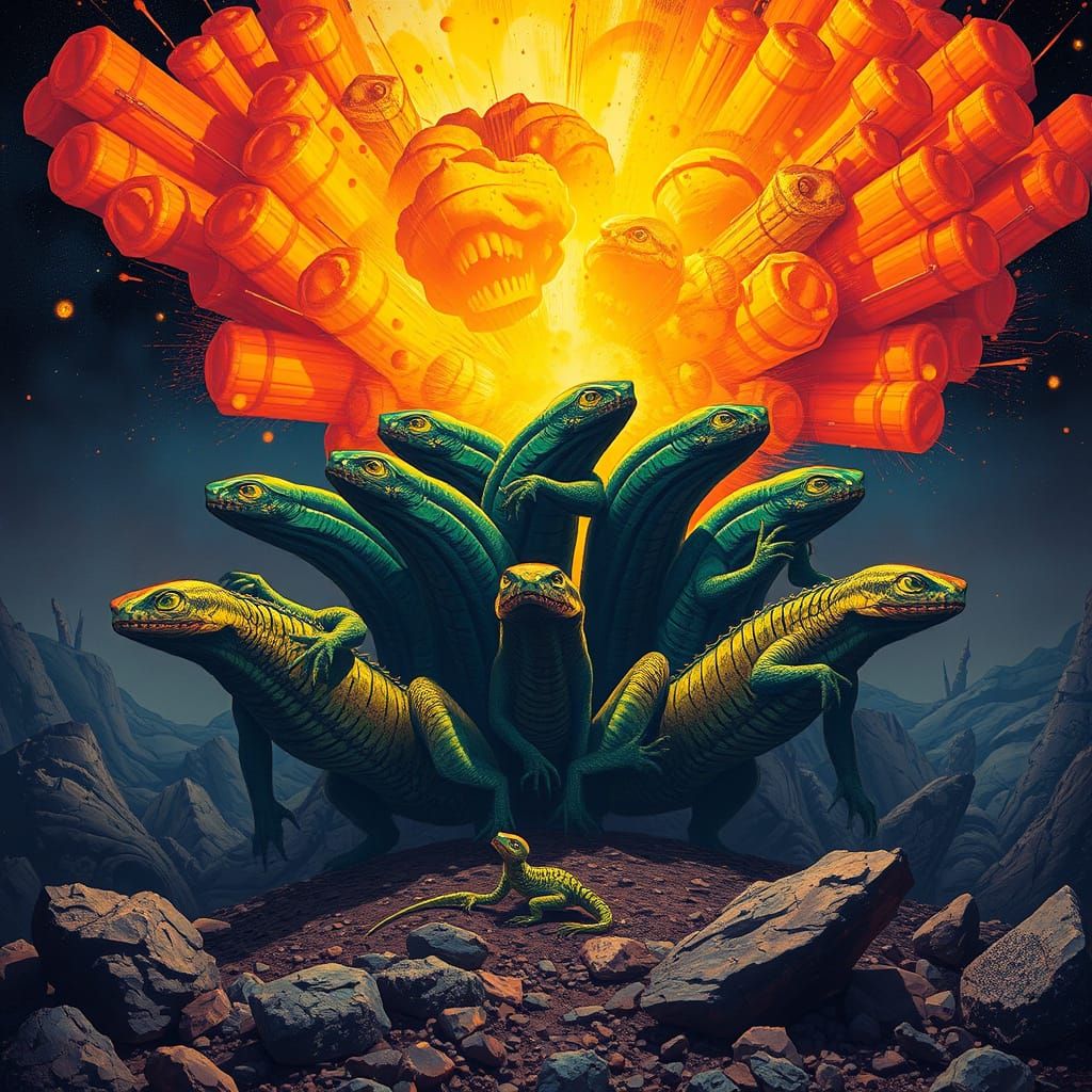 Newts in Explosive Chaos, Syd Mead Style