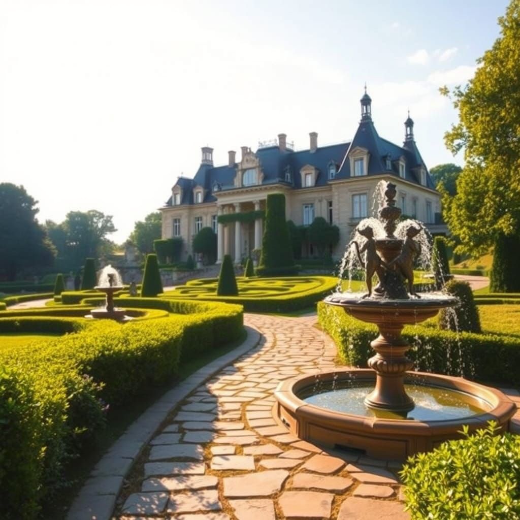 French Chateau at Sunset in a Whimsical World