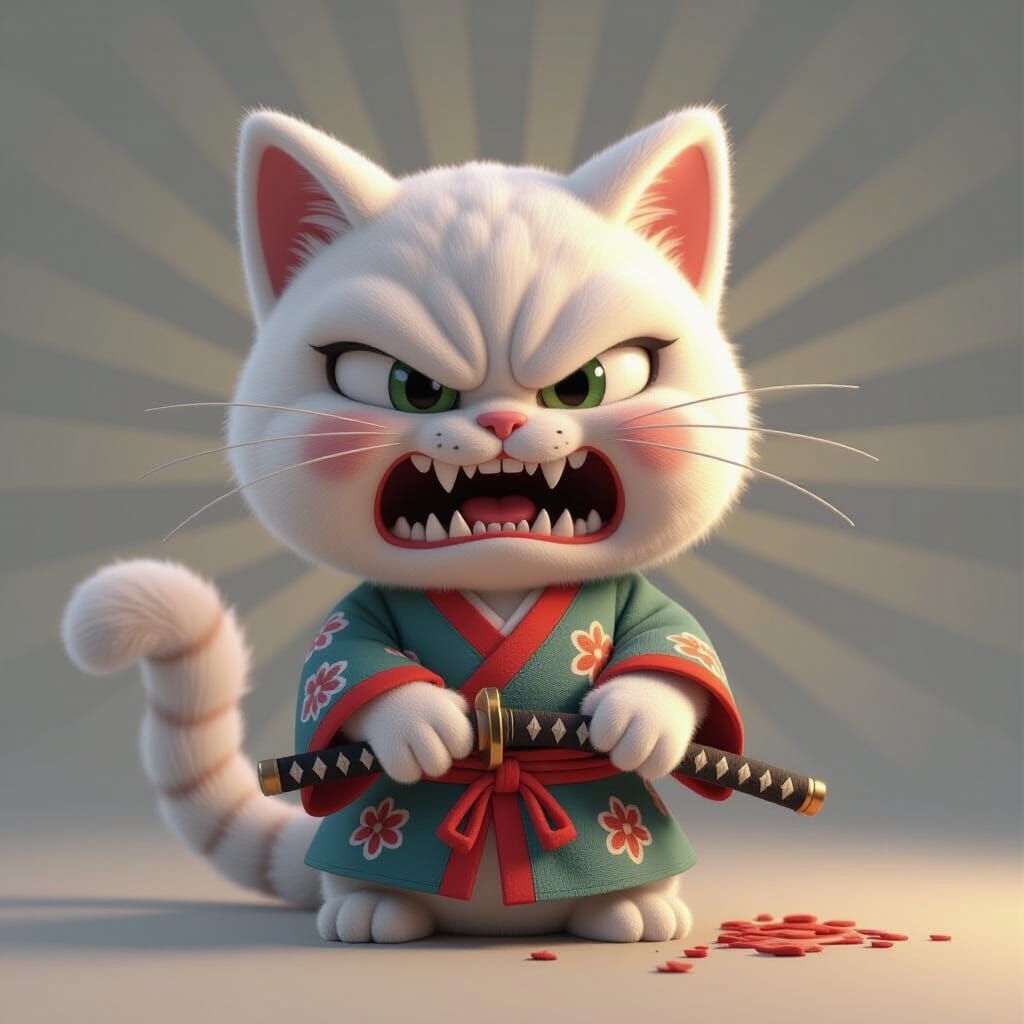 angry horror plush seppuku toy plush cat