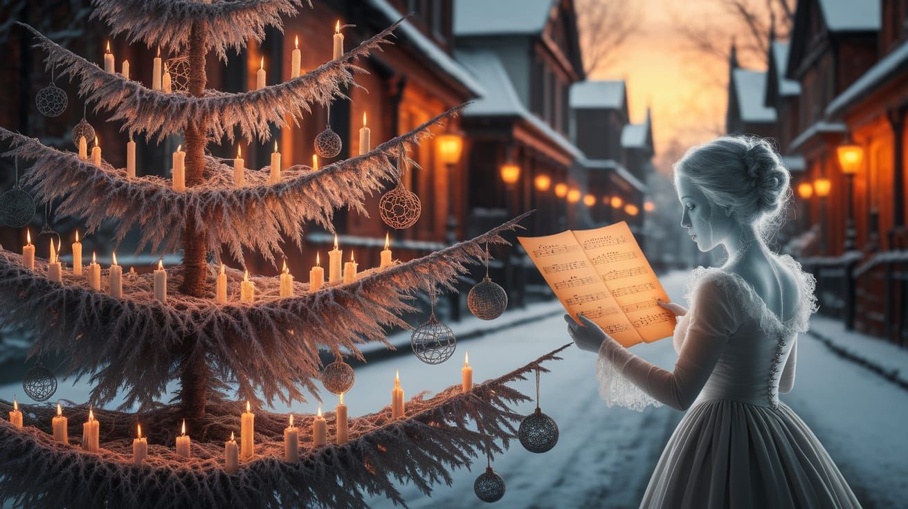 Ghostly Caroler and Spectral Christmas Tree
