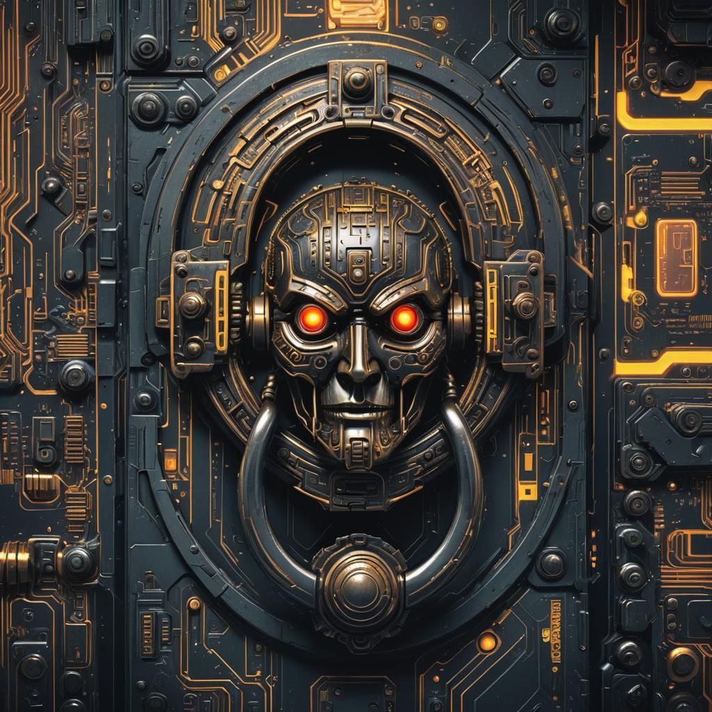 Cyberpunk Door Knocker in Metallic and Neon