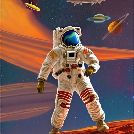 Space Marine vs Demons on Mars in Acrylic