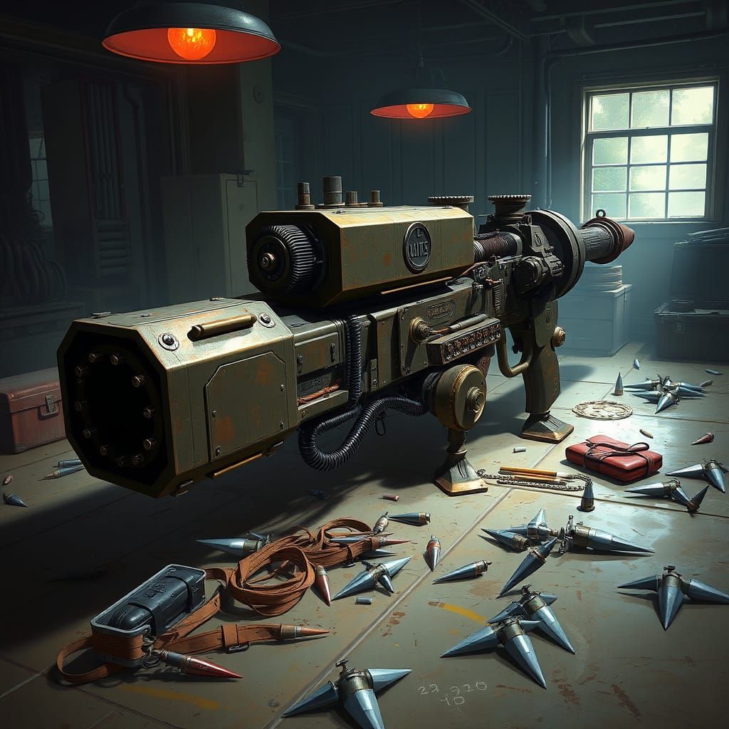 Industrial Spike Gun in Digital Painting Style