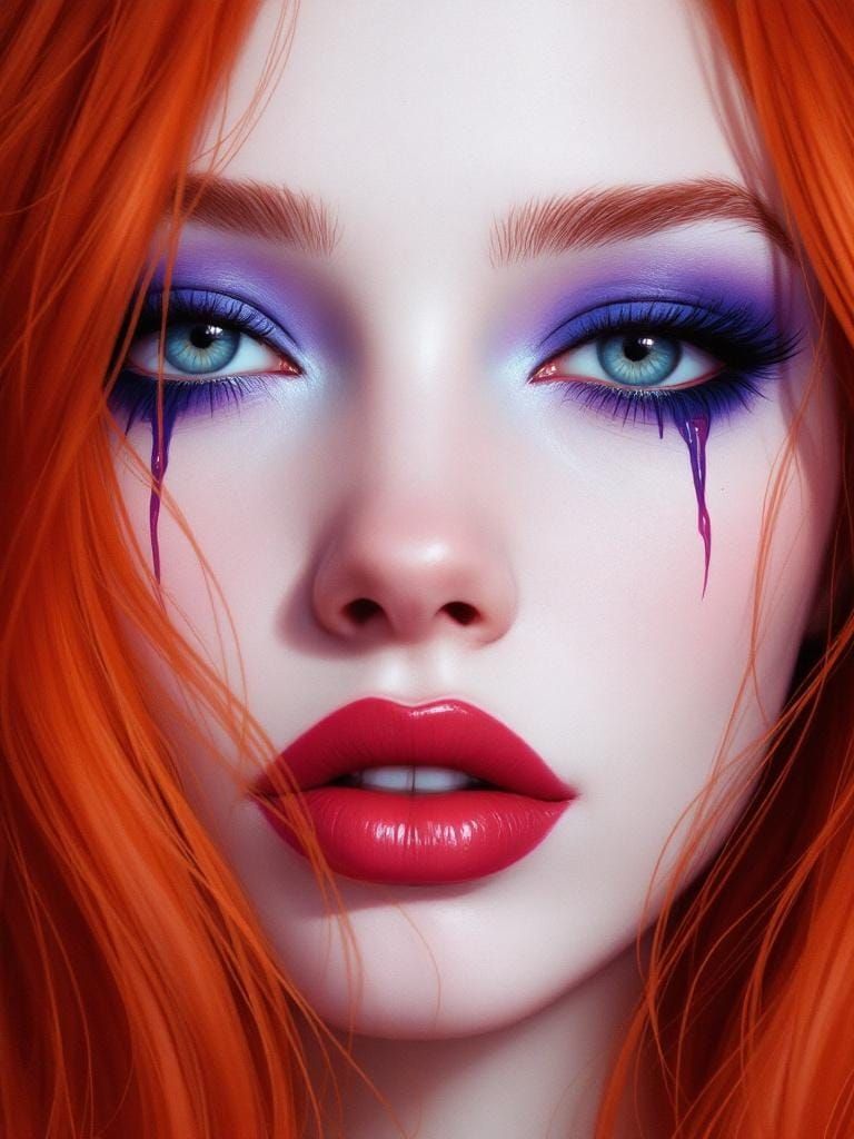 Ethereal Anime Woman with Flowing Ginger Hair