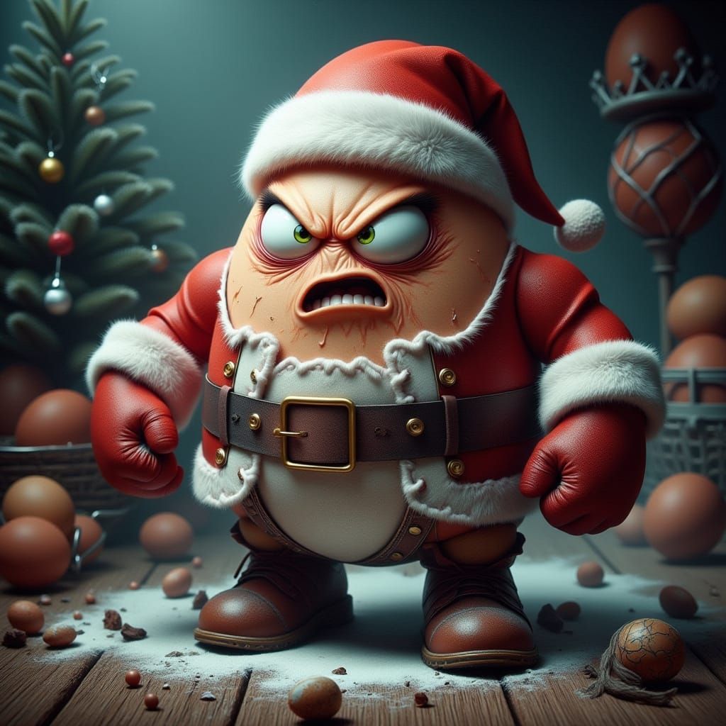 <lora:-Angry Eggs-:1.0> AngreEgg Santa is full dressed hat g...