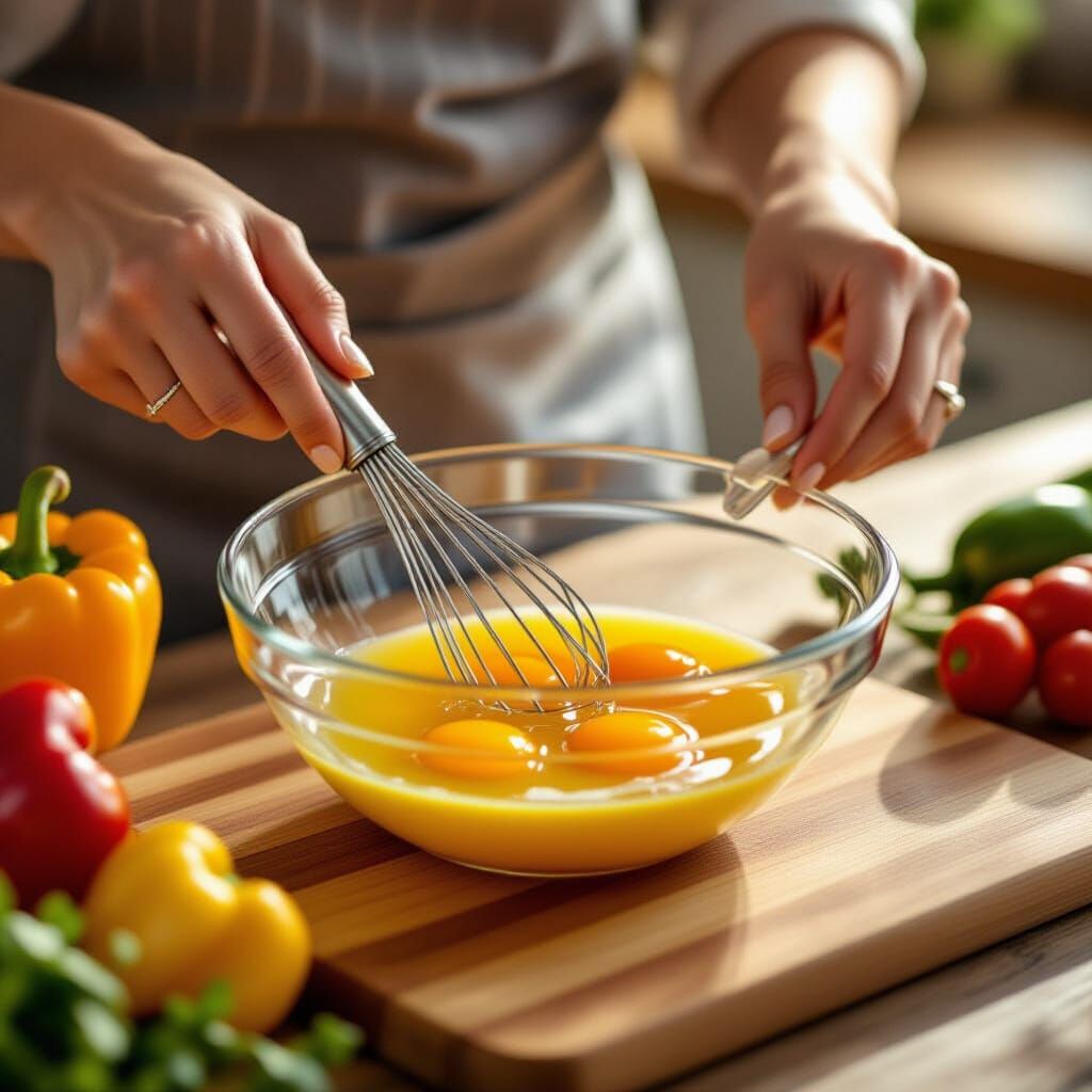 Realistic Kitchen Cooking Scene with Hands and Ingredients
