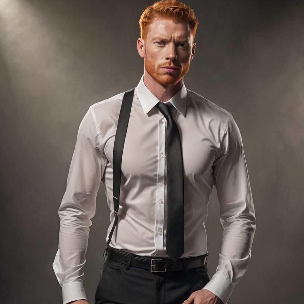 Hyperrealistic Image of Ginger Singer on Stage