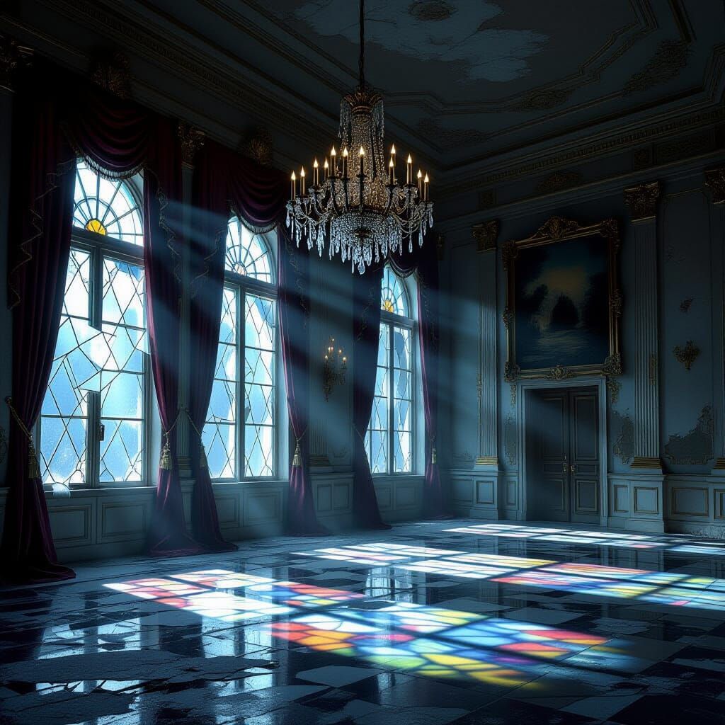 Abandoned Ballroom in Forgotten Villa: Hyperrealistic Digita...