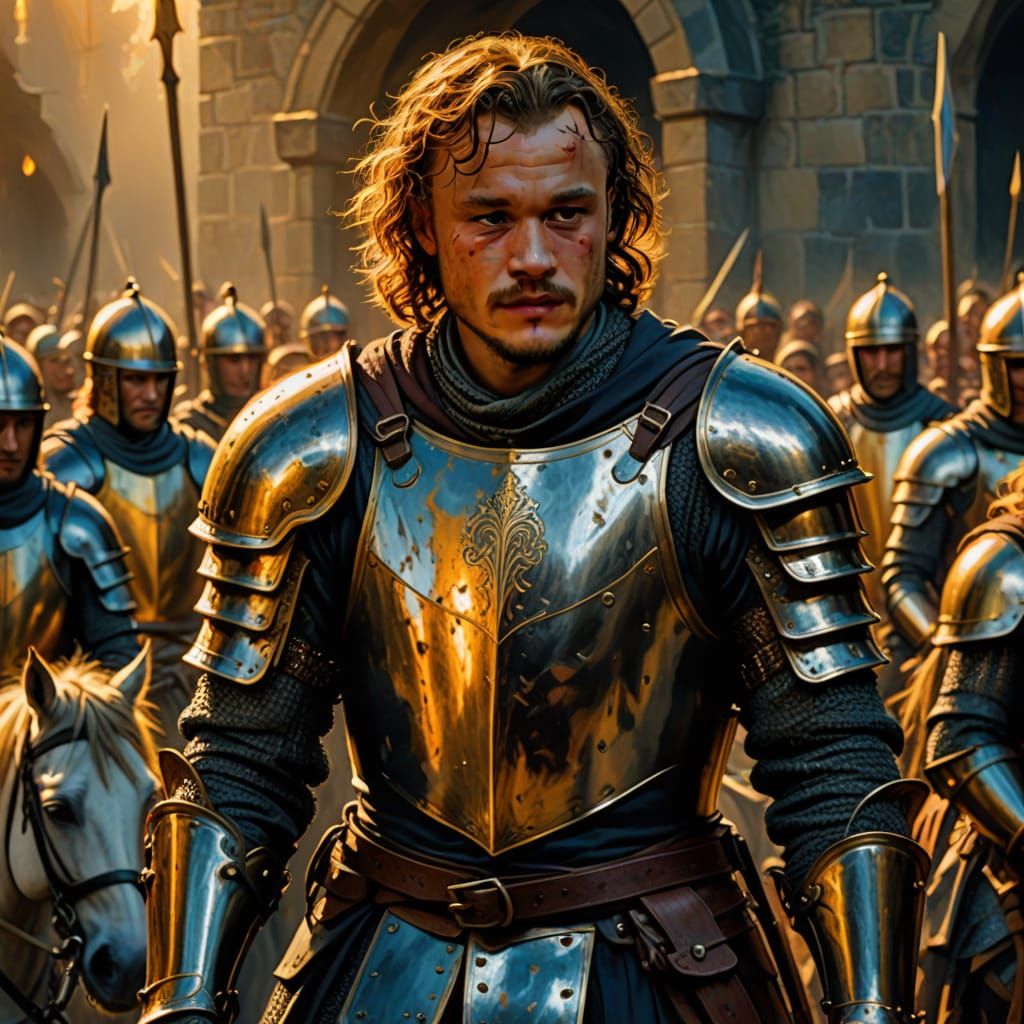 Knight in Shining Armor: Medieval Oil Painting