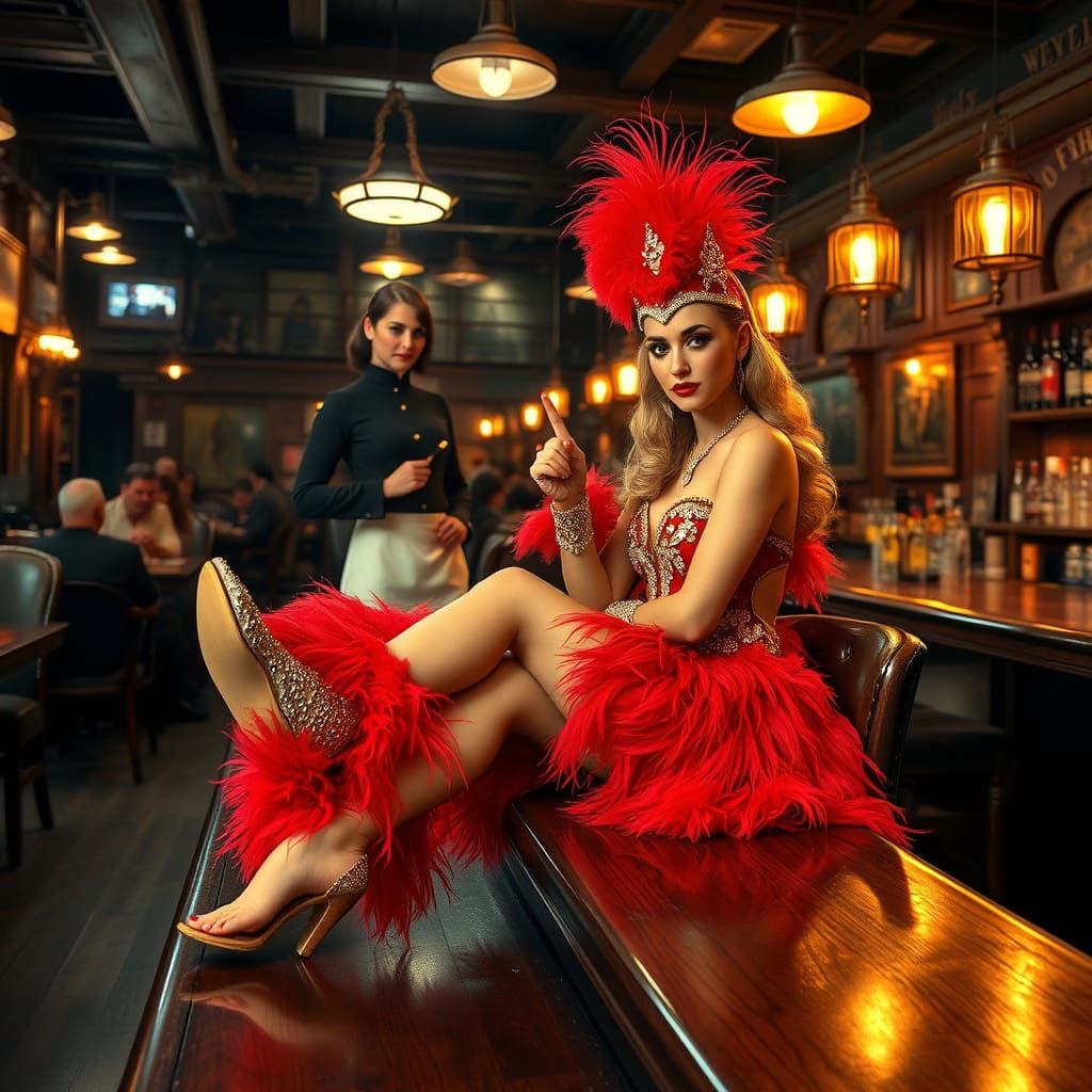 Showgirl in Old Western Saloon