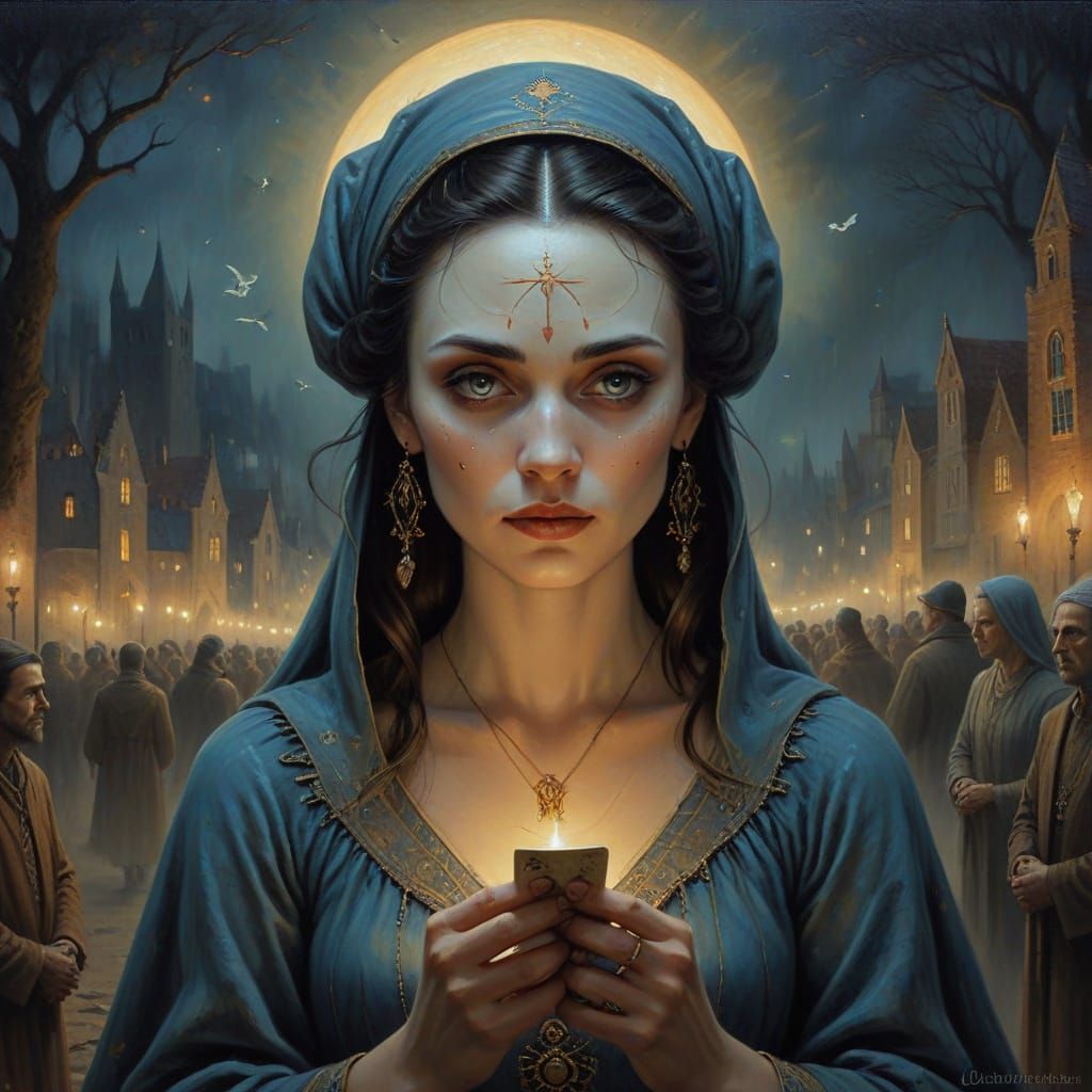 Mystical Clairvoyante Reading Tarot Cards