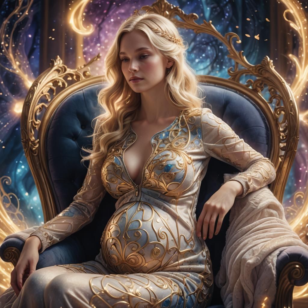 Pregnant Woman with Ethereal Glow, Matte Painting