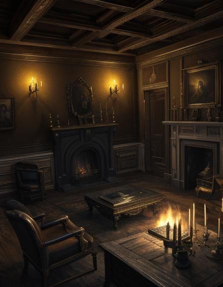 Ethereal Girl Ghost in Haunted House Interior