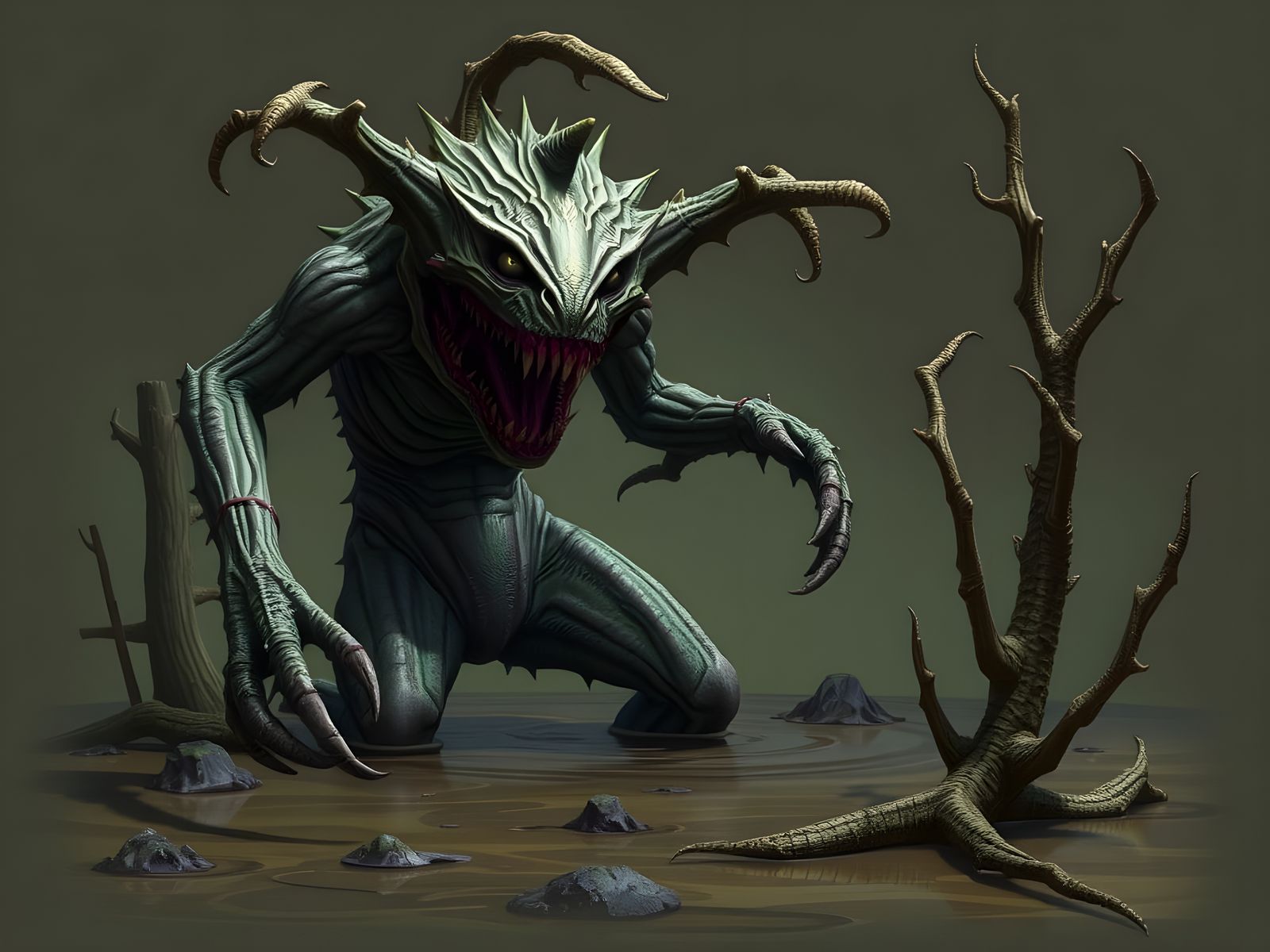 Dark Swamp Creature Emerges from the Mire