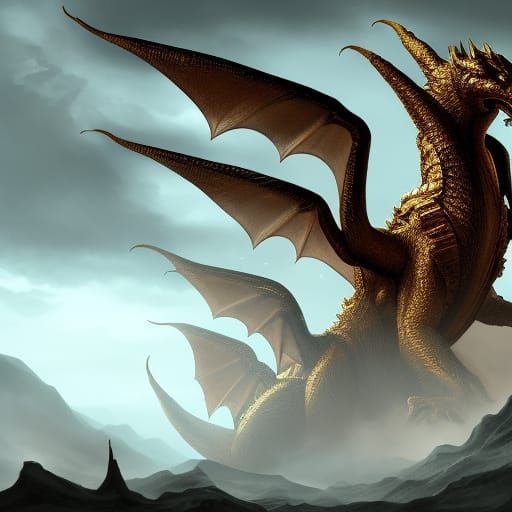 King Ghidorah Fantasy Concept Art in Deep Color