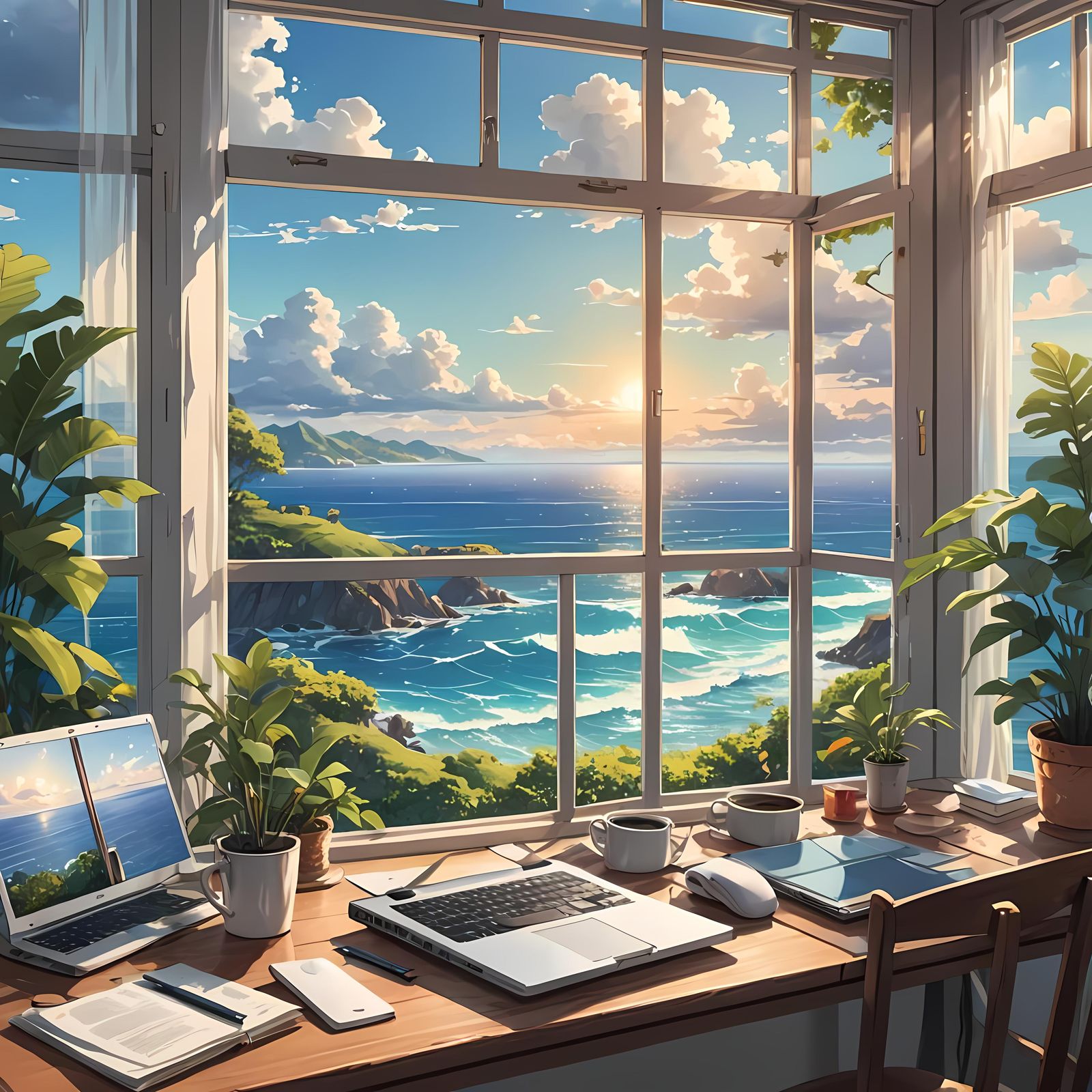 🌞 A Dreamy Workspace by the Beach 🌴