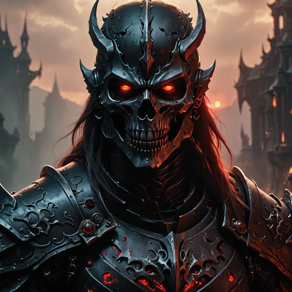 Sci-Fi Skeletal Knight Portrait in Dark Fantasy Style