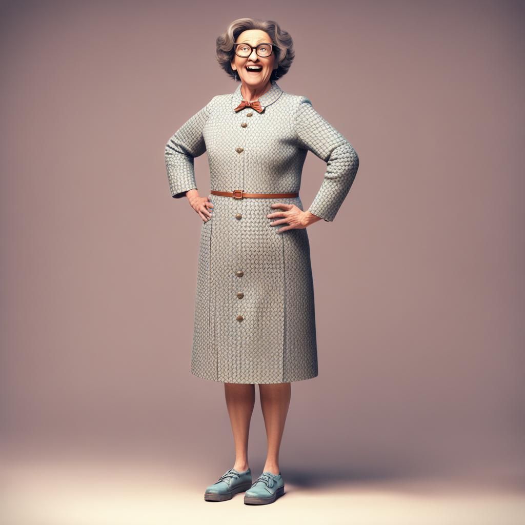 Humorous 3D Portrait of Heavily Made-Up Woman