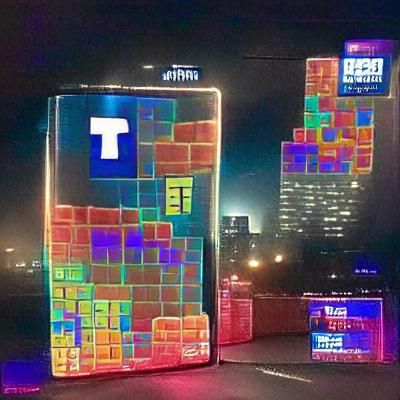Colorful Tetris Blocks in Abstract Arrangement