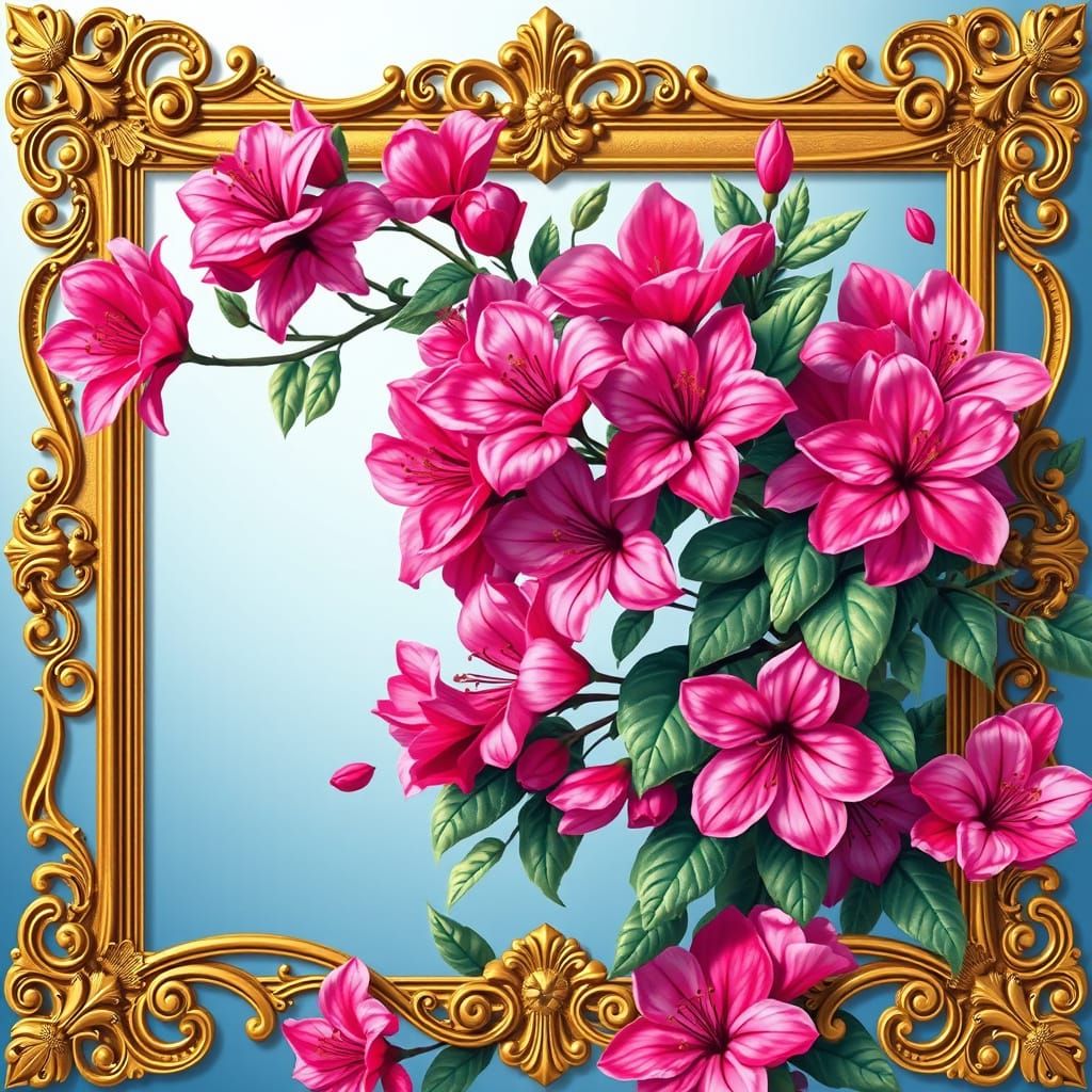 Whimsical Azalea Blooms in Vibrant Dreamlike Style