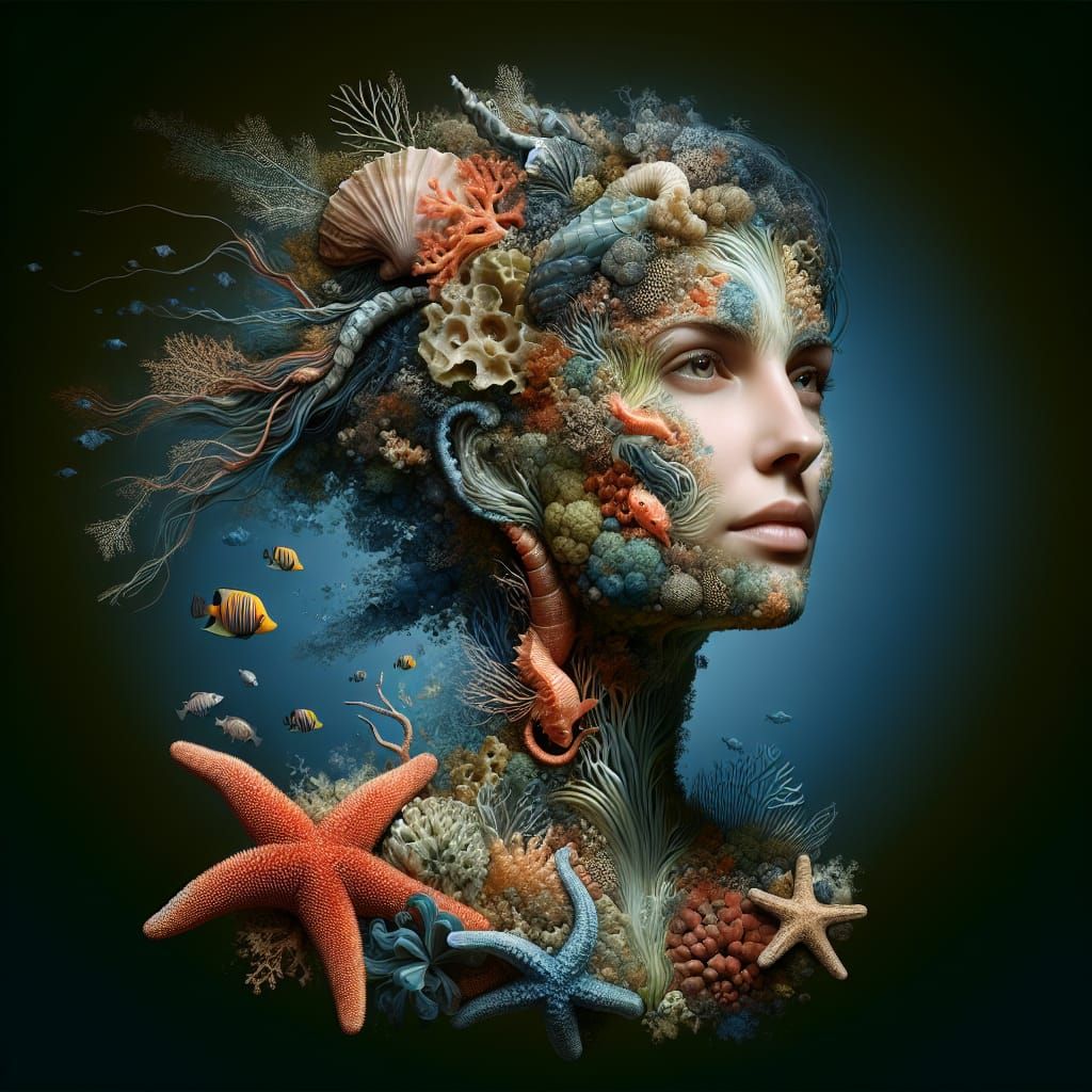 Ocean Woman Portrait in Digital Concept Art Style