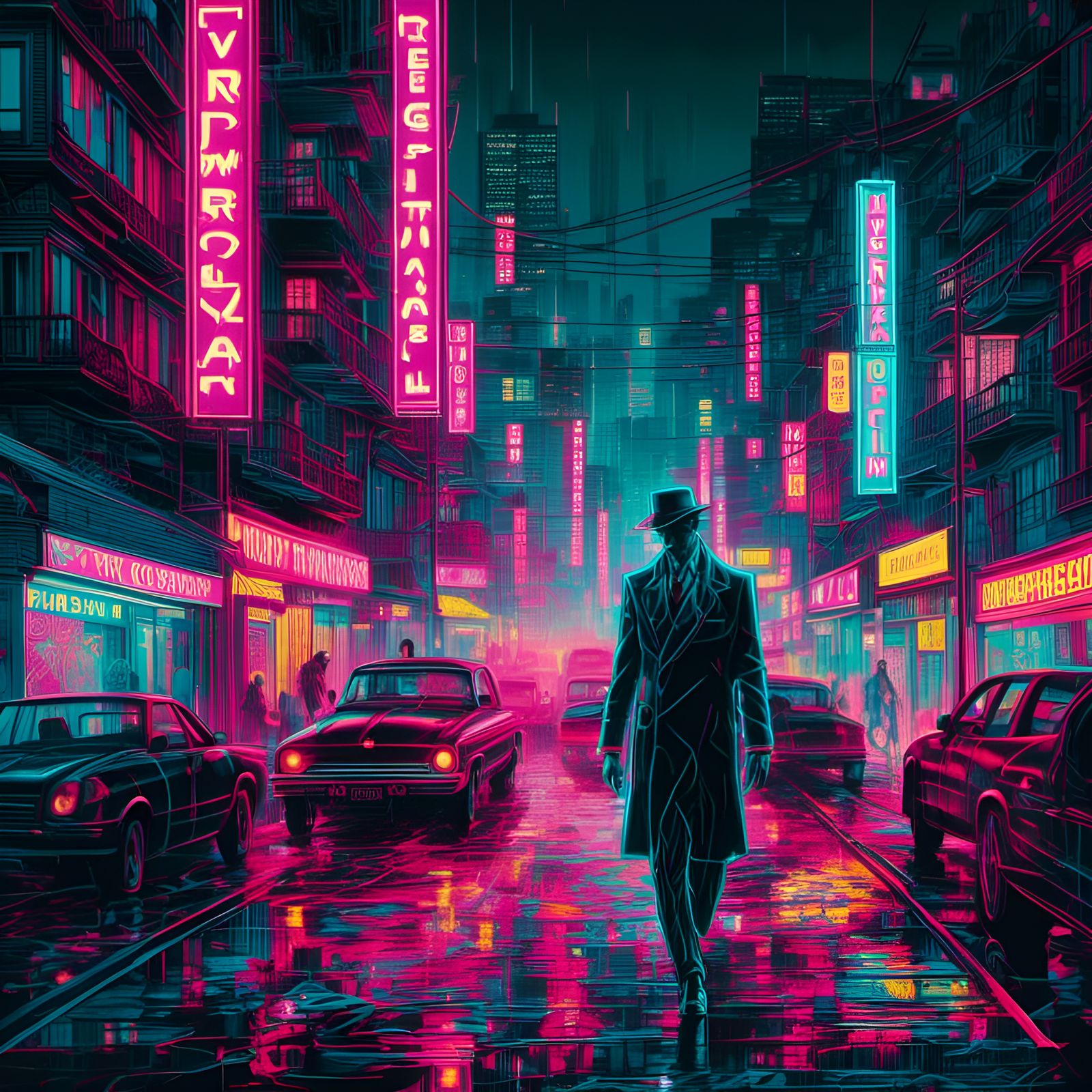 Japanese Cyberpunk Detective in Noir Time-Lapse