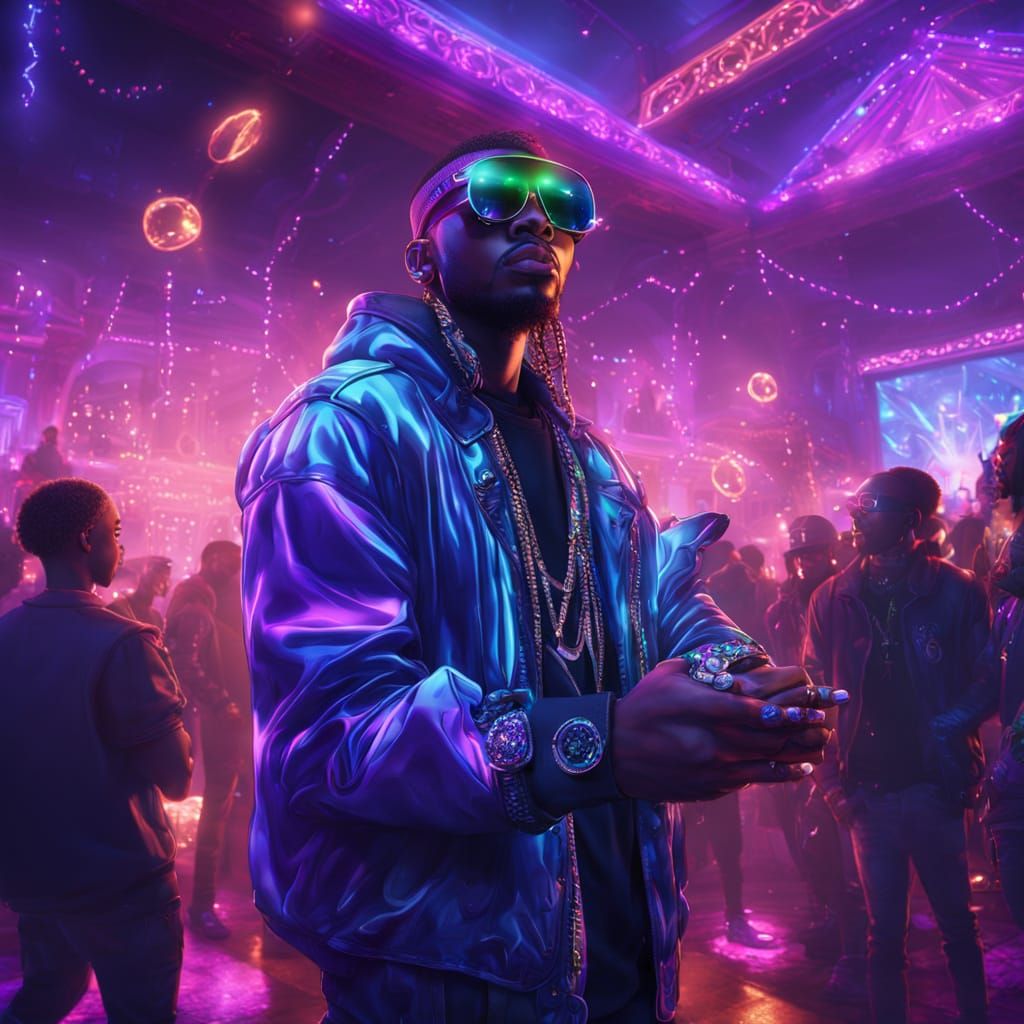 Mcbling Rapper at Rhinestone Party in Digital Art