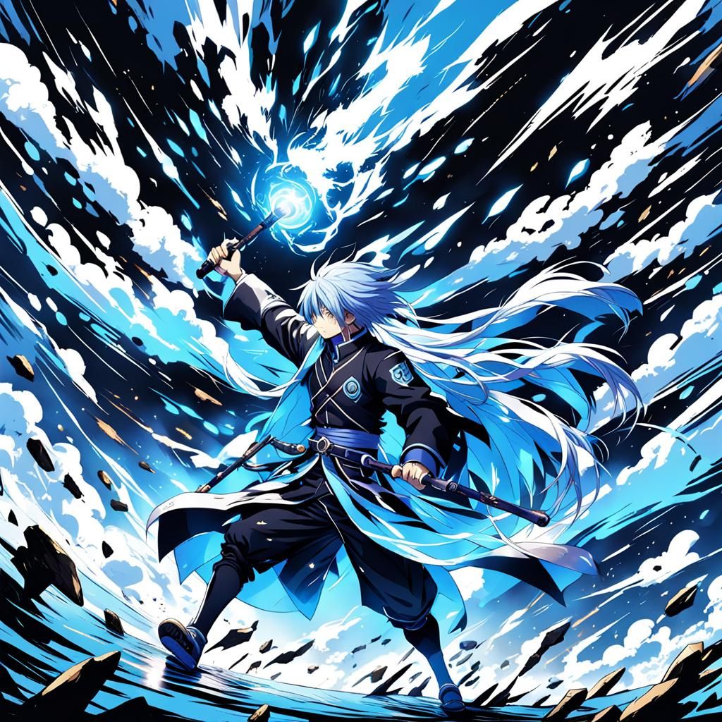 Rimuru Tempest in Cel-Shaded Anime Style