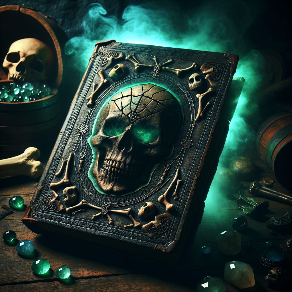 Mystical Necromancer's Spellbook with Skull Design