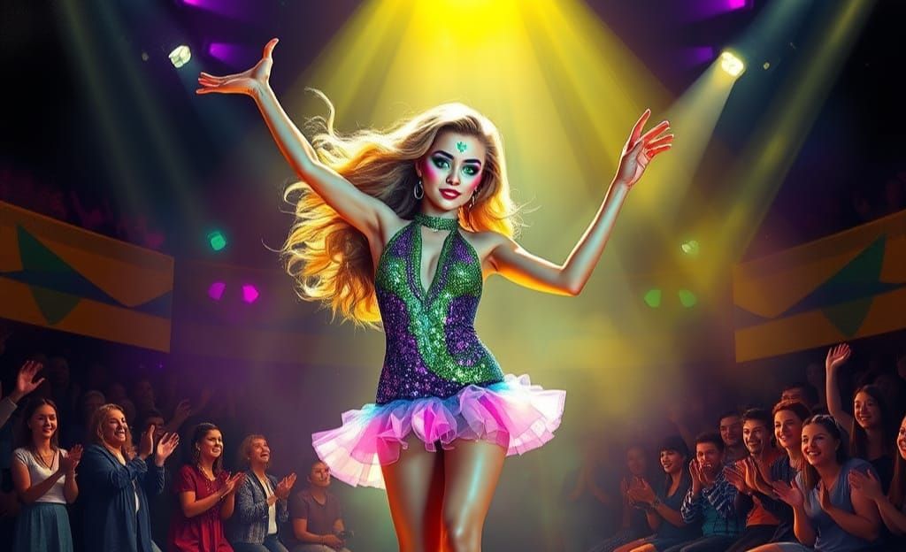 Golden Dancer Shines Under Spotlight