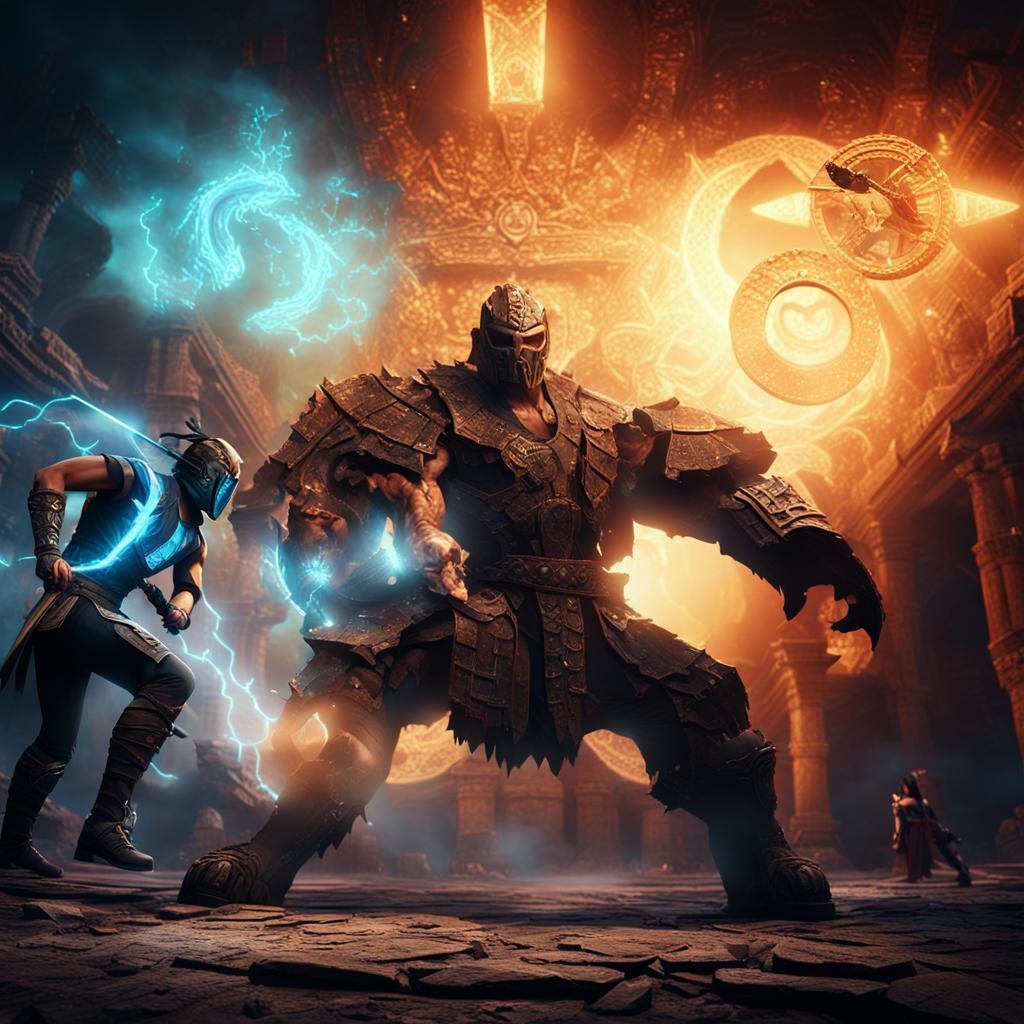 Epic Fighters Clash in Mystical Arena