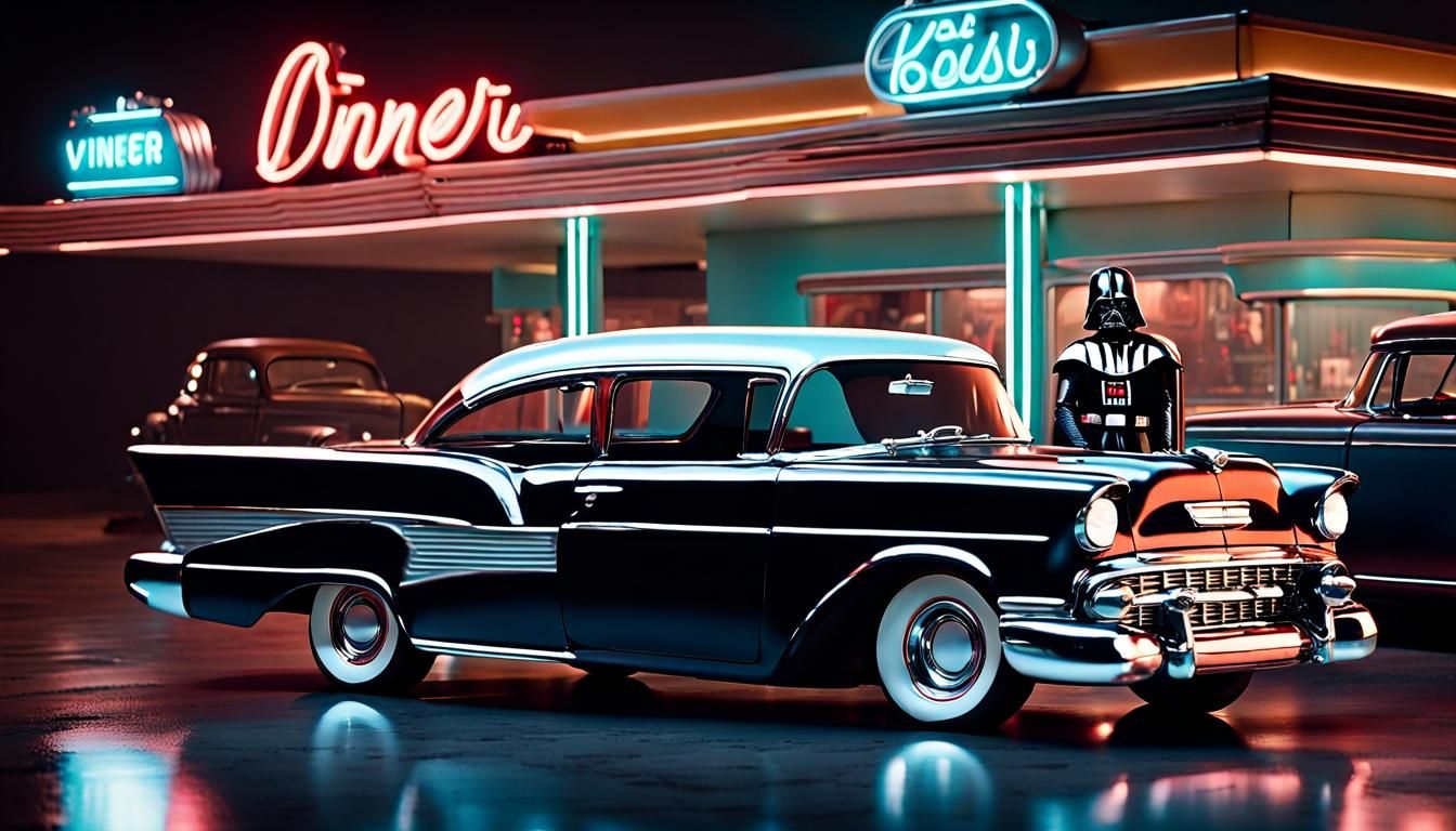 Darth Vader and a classic Chevy