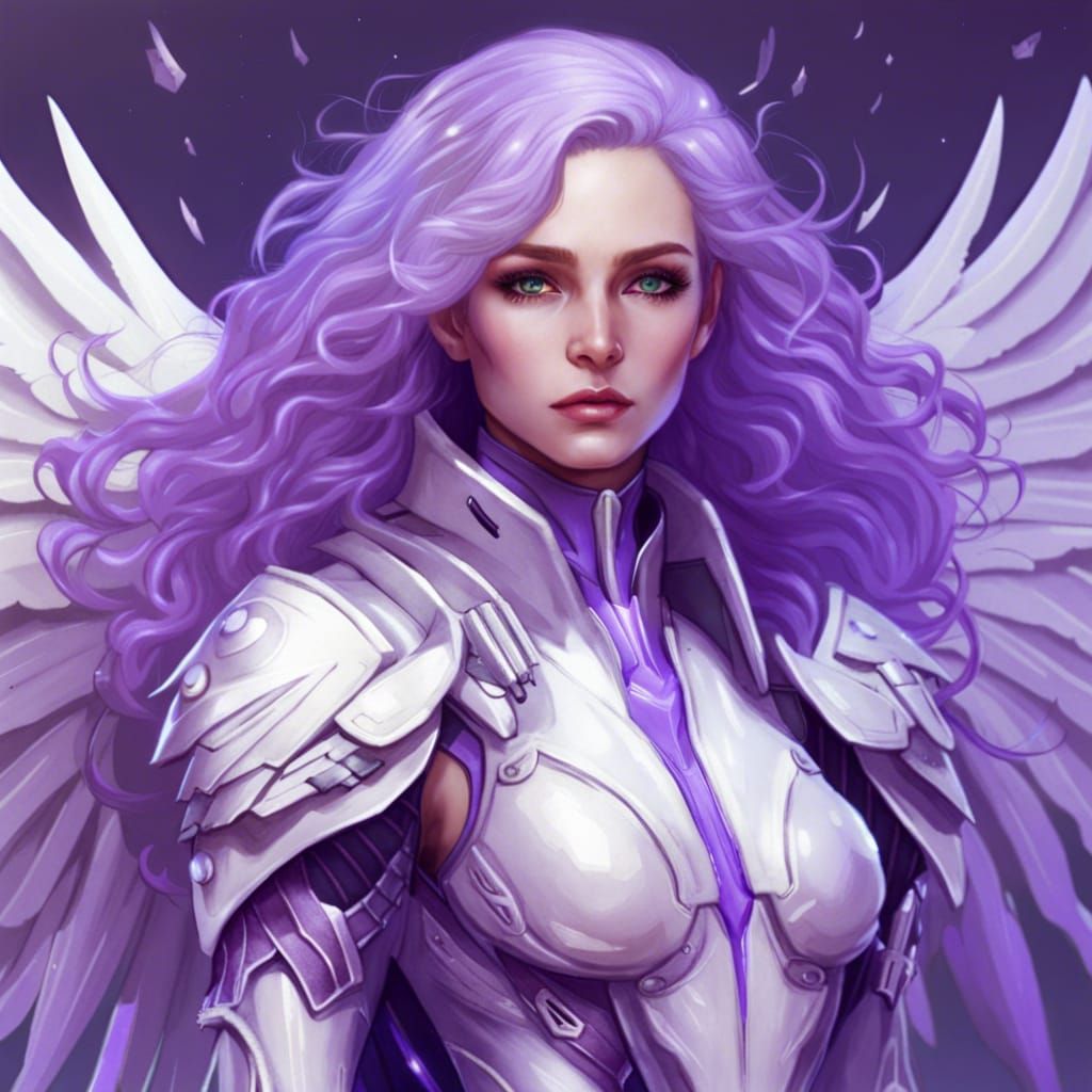 High Fantasy Angel in Lavender Armor