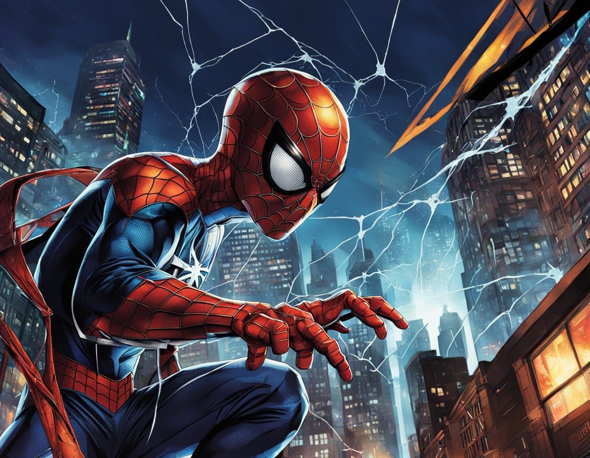 Marvel Superhero in City Skyline