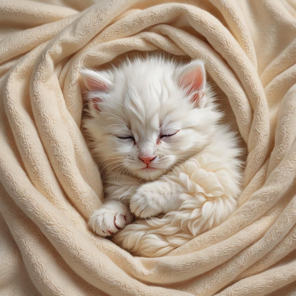 Sleeping Kitten: Whimsical Pastel Digital Art