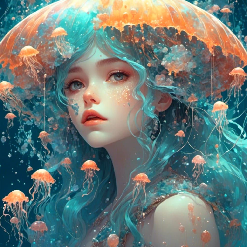 Jellyfish Mermaid in Ethereal Style