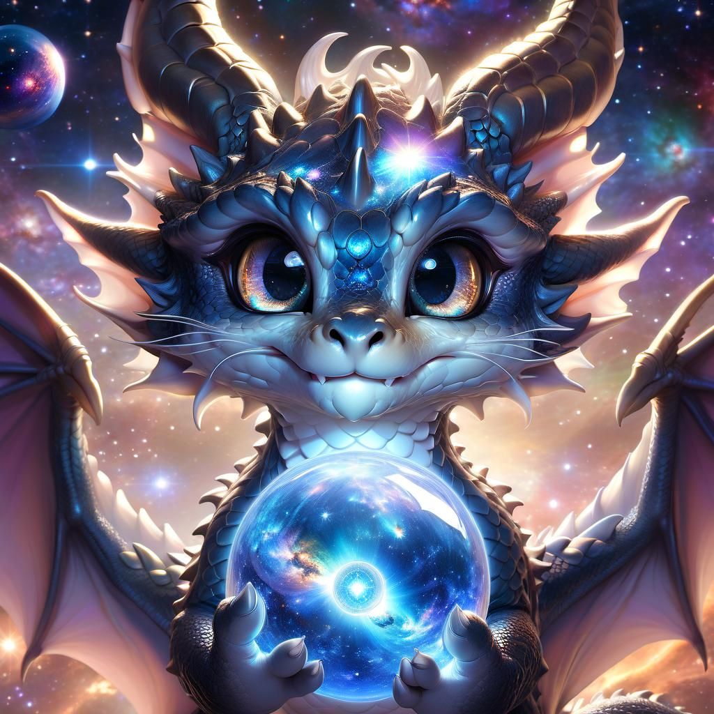 Dragon Holding Galaxy Orb: A Masterpiece of Anime Art
