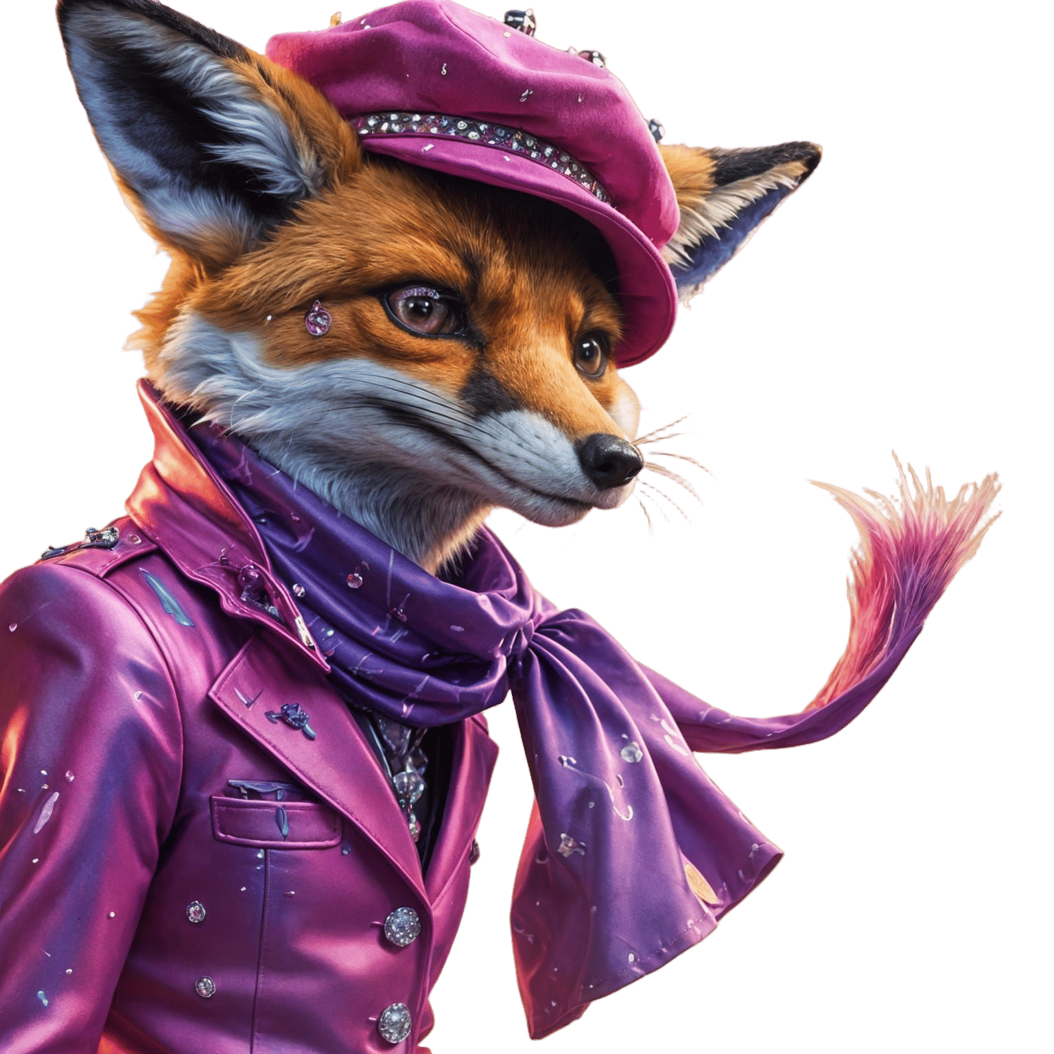 Anthropomorphic Fox in Colorful Airbrush Style